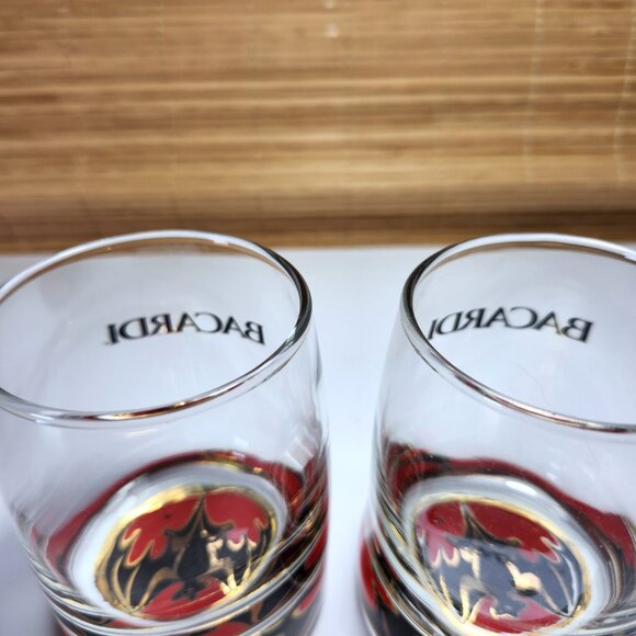 Bacardi Rum Glass Bacardi Bat logo Lot of 2 Weighted lo-ball Collectable10oz - Picture 7 of 10